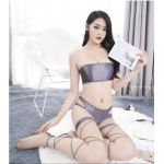 Sexy Women Bandage Shiny HIgh Stockings Lingerie Fishnet Stockings Thigh-High Studded Thigh High Leg Strappy Tights Candy Color