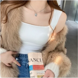 New Wide Shoulder  Square Neck Beautiful Back Threaded Vest Women's Seamless One-piece Fixed Cup Casual Solid Tops