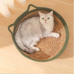 Cool Dog Cat Bed Natural Plant Cushion Rattan Cat Nest House Sleeping Basket Hand Woven Small Dog Breathable Bed Storage Basket