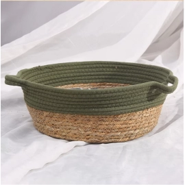 Cool Dog Cat Bed Natural Plant Cushion Rattan Cat Nest House Sleeping Basket Hand Woven Small Dog Breathable Bed Storage Basket