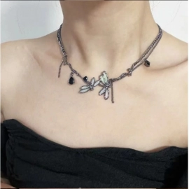 Black Dragonfly Choker Necklace for Women Gothic Party Jewelry Accessories