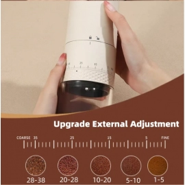 New 1500mAh Electric Coffee Grinder Externally Adjustable Type-C Charging Coffee Burr Grinder Bean Grinding Machine Coffee Maker