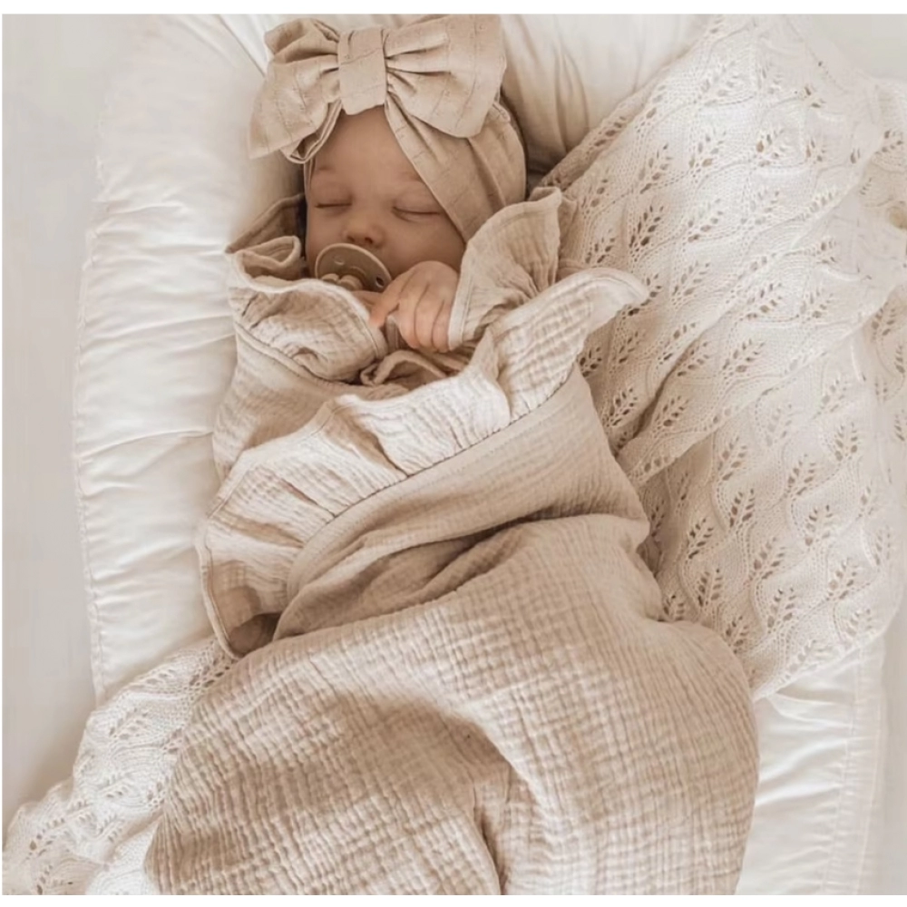 INS Ruffled Muslin Baby Swaddle Blankets for New Born Infant Bedding Organic Baby Accessories Newborn Receive Blanket Cotton