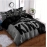 Gray And Black King Pattern Duvet Cover Set Soft And Comfortable Bedding Set For Bedroom Guest Room And Dorm Decoration