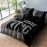 Gray And Black King Pattern Duvet Cover Set Soft And Comfortable Bedding Set For Bedroom Guest Room And Dorm Decoration